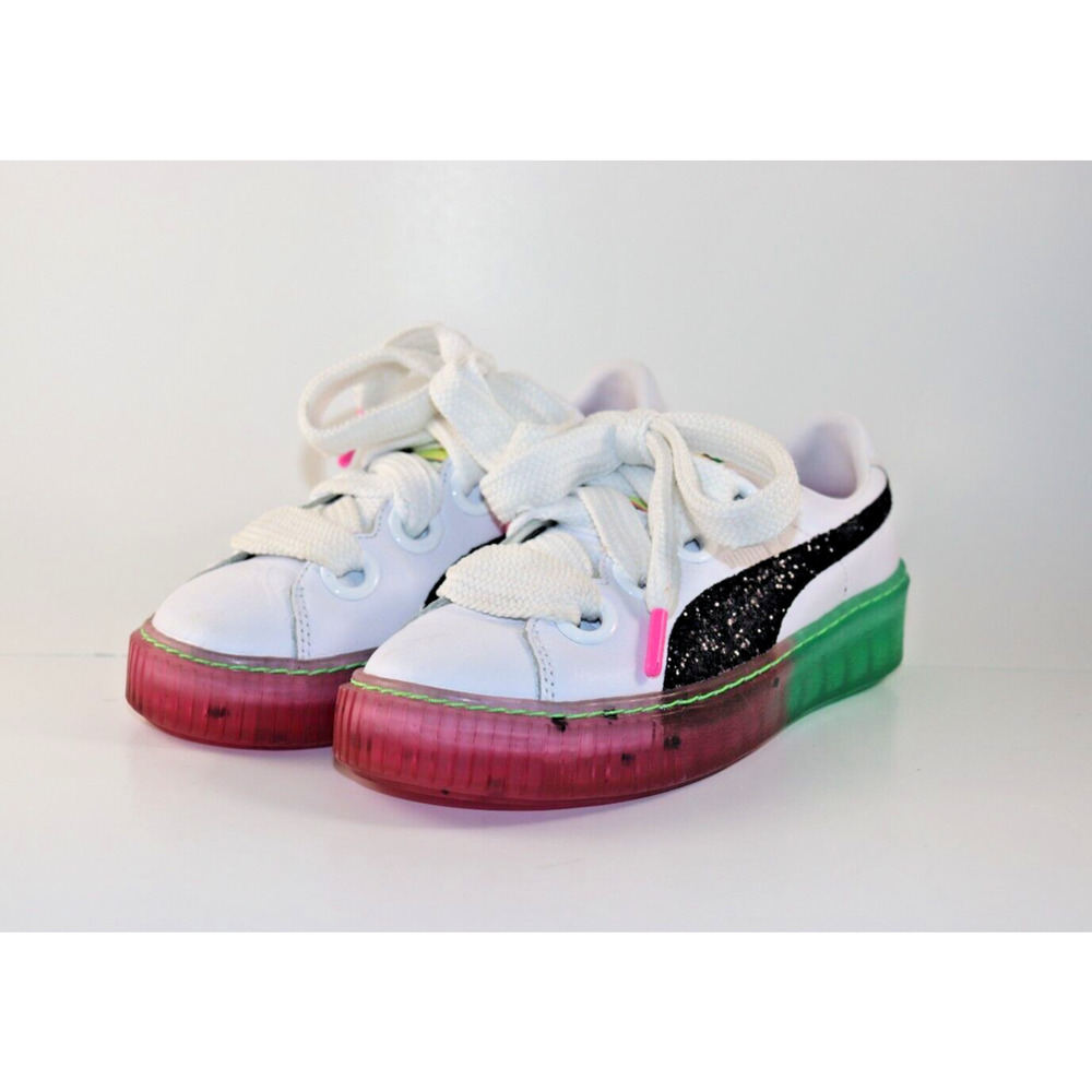Puma x Sophia Webster White Sneakers with Pink and Green Translucent Sole